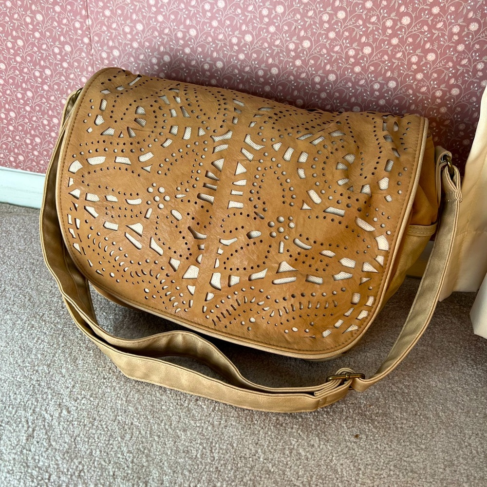 Leather School and Work Geometric Bag